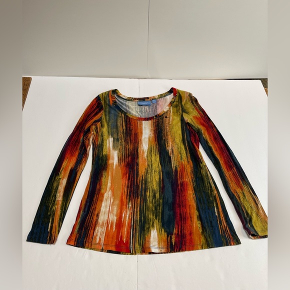 Womens Simply Vera Vera Wang Blouse Sz PS Fall Colors Long Sleeve Round Neck JD - Picture 2 of 4